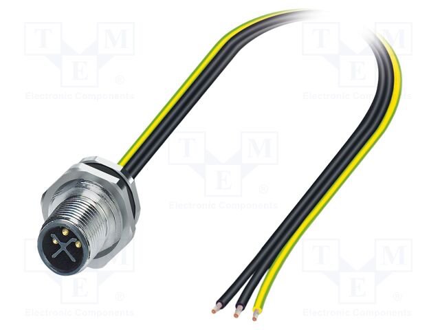 Connector: M12; socket; PIN: 3; male; 630V; straight; IP65; cables