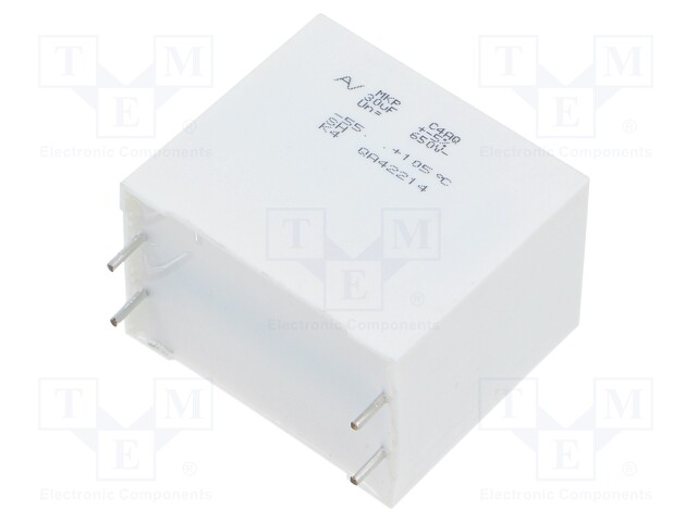 Capacitor: polypropylene; DC-Link; 30uF; ESR: 3.6mΩ; C4AQ; THT; ±5%