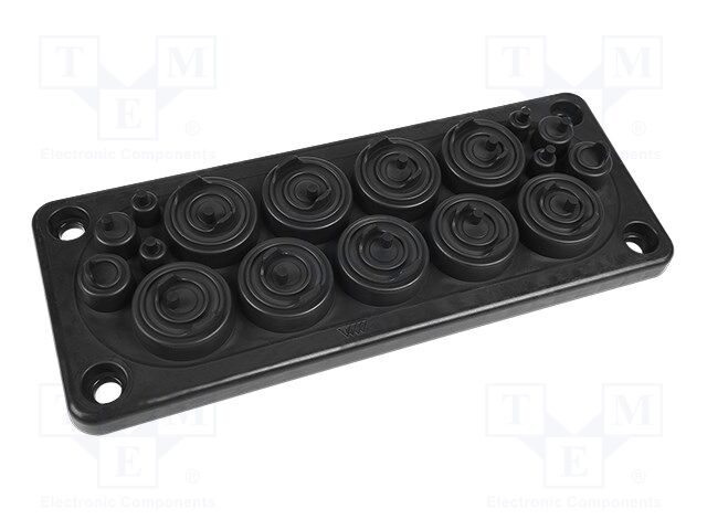 Multigate grommet; black; Holes no: 17; -40÷90°C; UL94V-0; IP65
