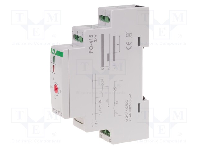 Timer; 1÷15min; NO / NC; 10A; 24VAC; 24VDC; for DIN rail mounting