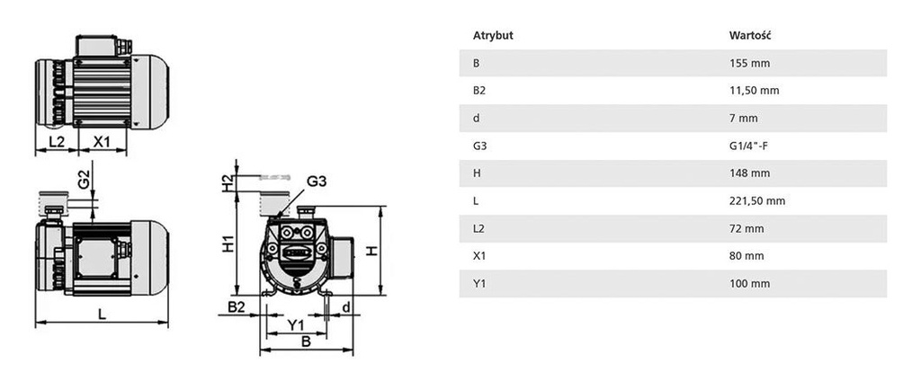 Vacuum pump; 59dBA; IP54; Suction rate @50Hz: 4.1m3/h; EVE-TR