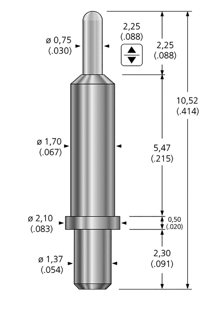 Test needle; Operational spring compression: 1.52mm; 3A; 0.8N