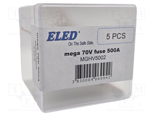 Fuse: fuse; 500A; 70VDC; automotive; 68mm; M8 screw; 68x16x10.5mm