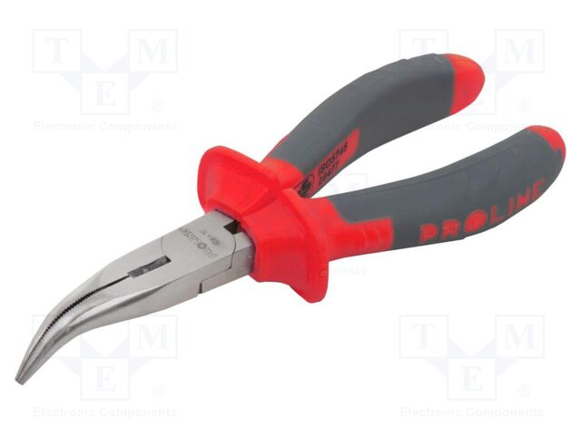Pliers; curved,half-rounded nose; 200mm