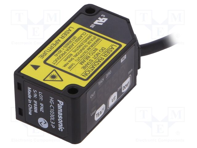 Sensor: distance; laser; diffuse-reflective; Range: 30mm; PNP; IP67