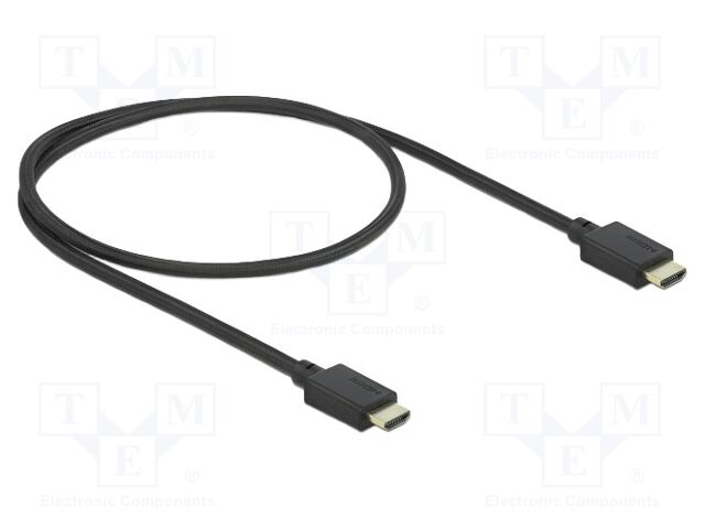 Cable; HDMI plug,both sides; textile; Len: 0.5m; black; 30AWG