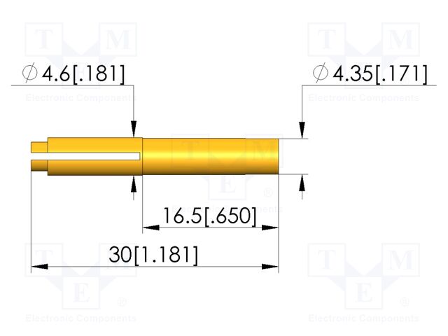 Test probe socket; gold-plated; KS-VF5; 30mm; test needles