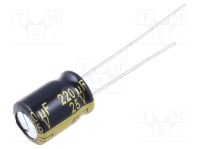 Capacitor: electrolytic; low impedance; THT; 220uF; 25VDC; ±20%