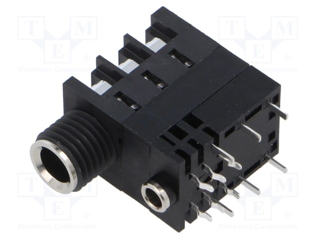 Socket; Jack 3,5mm + Jack 6,35mm; female; stereo; angled 90°