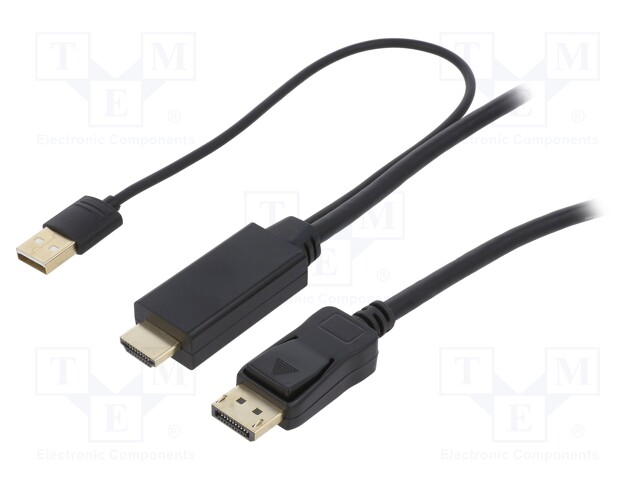 Cable; DisplayPort 1.2,HDCP,HDMI 1.4; 1m; black