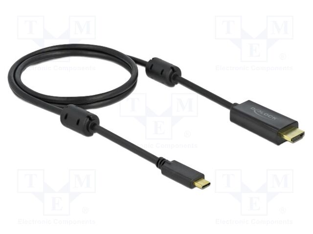 Cable; HDMI plug,USB C plug; HDMI 2.0,High Speed; Len: 1m; black