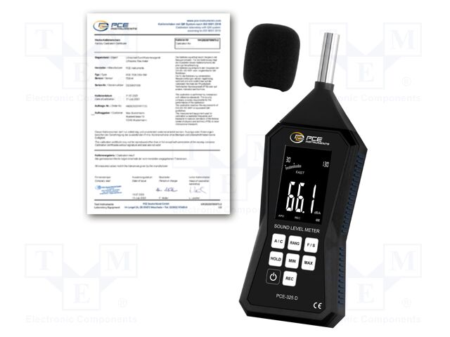 Meter: sound level; LCD; Sound level: 30÷130dB; 31.5÷8000Hz; IP52