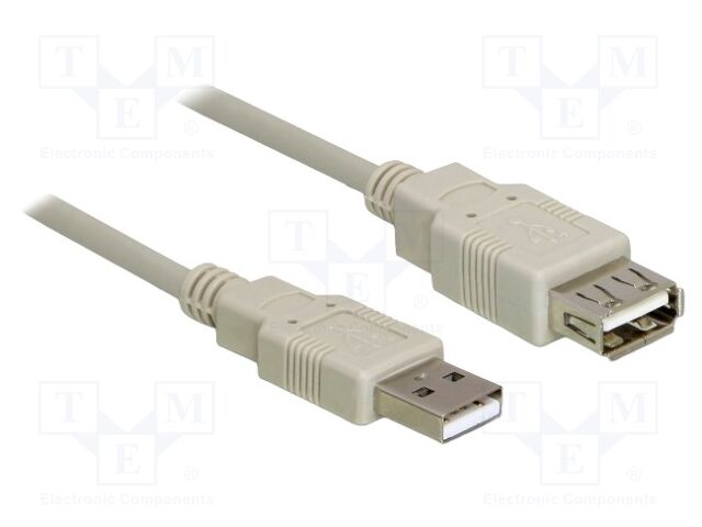 Cable; USB 2.0; USB A socket,USB A plug; 1.8m; grey