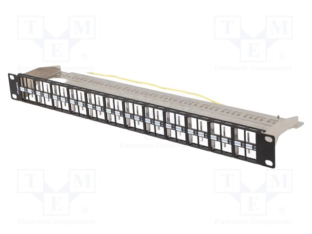 Patch panel; black; Number of ports: 48; rack 19"; RACK; Height: 1U