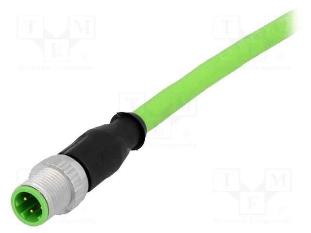 Plug; M12; PIN: 4; male; D code-Ethernet; 1m; Insulation: TPU; cables