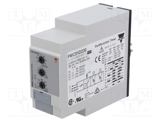 Programmable time switch; 0,1s÷100h; DPDT; 250VAC/8A,24VDC/5A