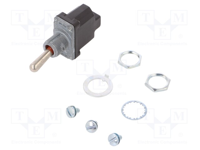 Switch: toggle; Pos: 2; SPST; (OFF)-ON; 6A/230VAC; 15A/28VDC; IP67