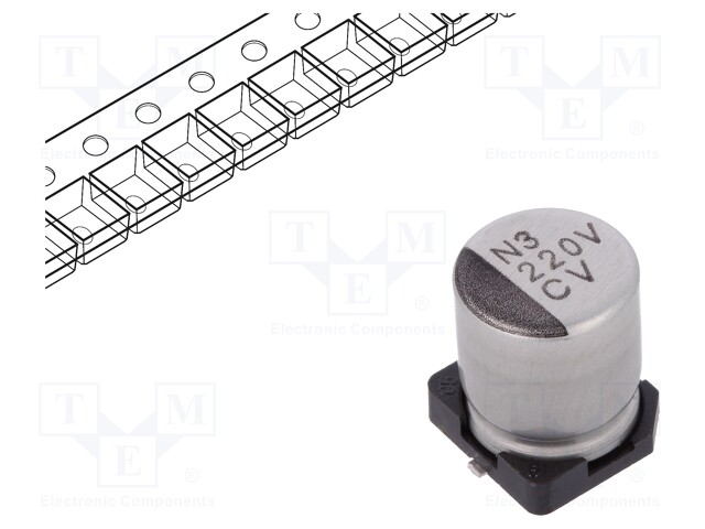 Capacitor: electrolytic; low impedance; SMD; 220uF; 35VDC; ±20%