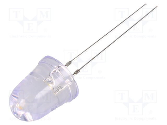 LED; 10mm; white warm; 8°; Front: convex; 2.9÷3.4V; Pitch: 2.54mm