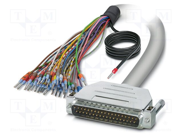 Cable; D-Sub 37pin plug,wires; PVC; Len: 6m; grey; connection 1: 1