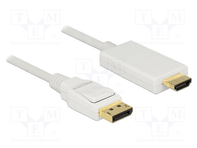 Cable; DisplayPort plug,HDMI plug; 4K,UHD 2160p; Len: 3m; white