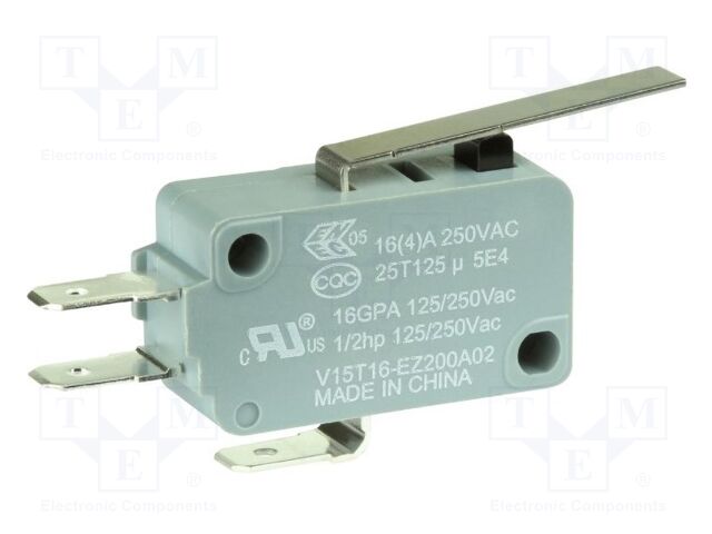 Microswitch SNAP ACTION; with lever; SPDT; 16A/250VAC; ON-(ON)