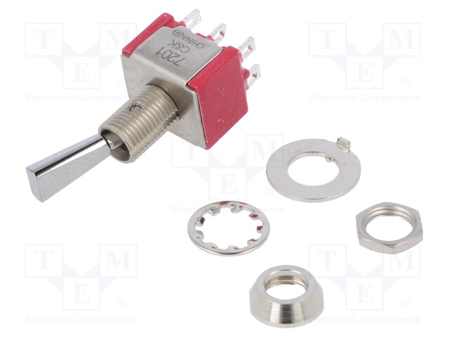 Switch: toggle; Pos: 2; DPDT; ON-ON; 5A/120VAC; 5A/28VDC; -30÷85°C