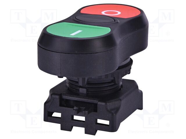 Switch: double; 22mm; green/red; IP65; flat; E; Pos: 2; Ø22.5mm