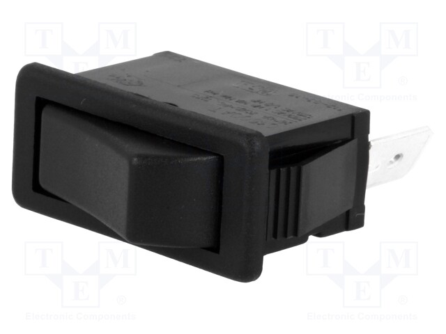 ROCKER; SPST; Pos: 2; OFF-ON; 16A/250VAC; 20A/28VDC; black; none