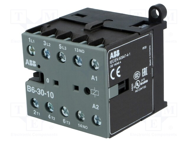 Contactor: 3-pole; NO x3; Auxiliary contacts: NO; 24VAC; 6A; B6