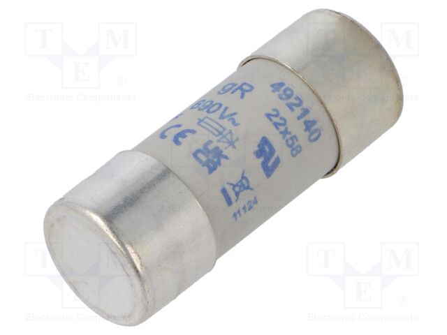 Fuse: fuse; gR; 100A; 690VAC; 447VDC; 22x58mm