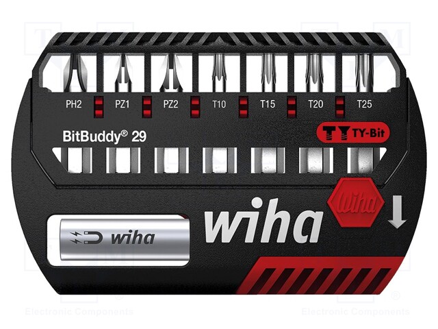 Screwdriver bits; Pcs: 8; Package: plastic case; 29mm