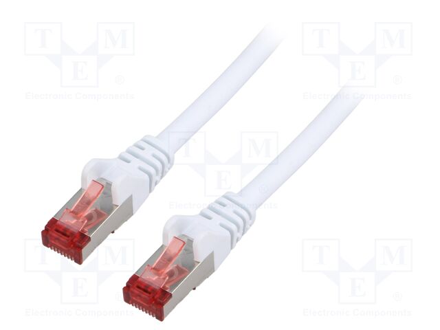 Patch cord; S/FTP; 6; stranded; Cu; LSZH; white; 0.25m; halogen free