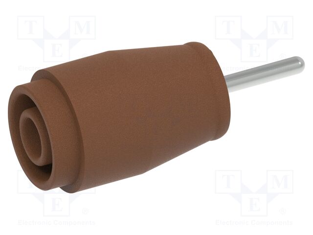 Connector: 4mm banana; socket; 25A; brown; nickel plated; 32mm