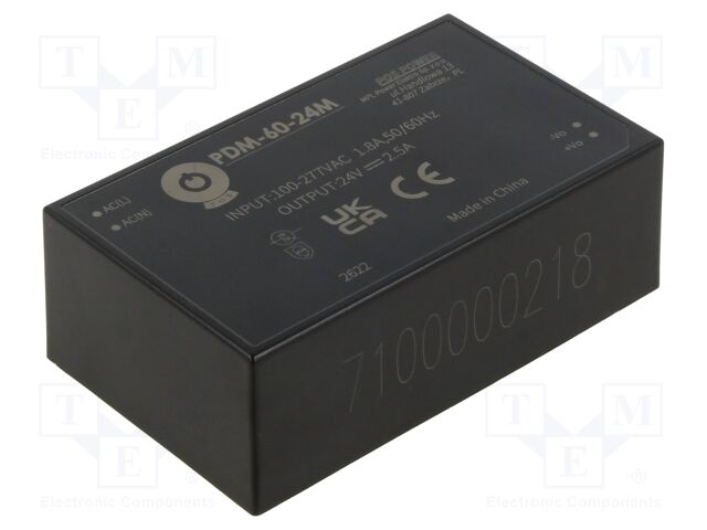Converter: AC/DC; 60W; 85÷305VAC; Usup: 100÷430VDC; Uout: 24VDC