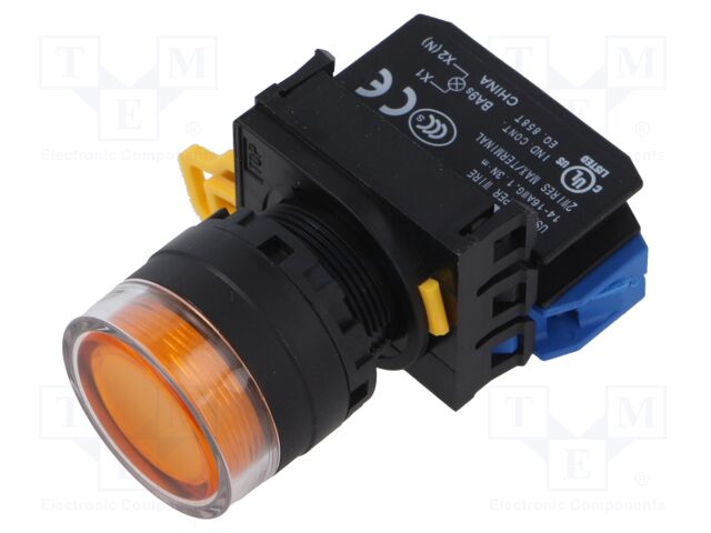 Switch: push-button; 22mm; Stabl.pos: 1; NO; orange; LED; IP65; Pos: 2
