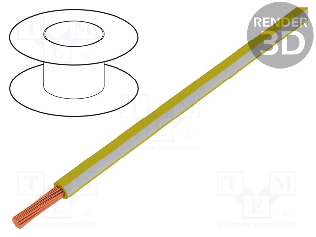 Wire; LgY; stranded; Cu; 0.35mm2; yellow-white; PVC; 300/500V; 200m
