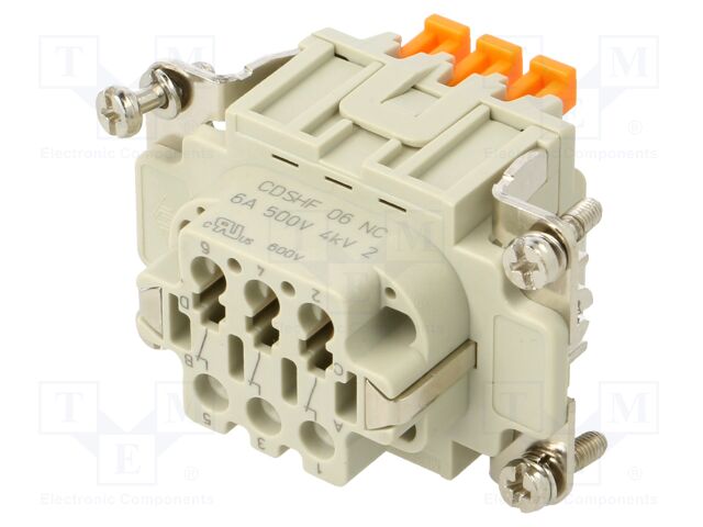 Connector: HDC; contact insert; female; CDSH NC; PIN: 6; 6+PE; 6A