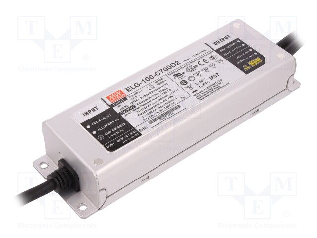 Power supply: switched-mode; LED; 100.1W; 71÷143VDC; 700mA; IP67