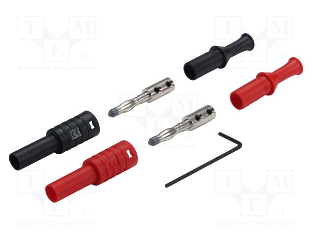 Connector: 4mm banana; plug; 36A; black,red; 2.5mm2; nickel plated