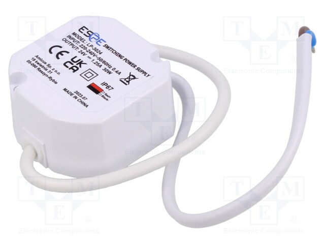 Power supply: switched-mode; LED; 30W; 24VDC; 1.25A; 220÷240VAC