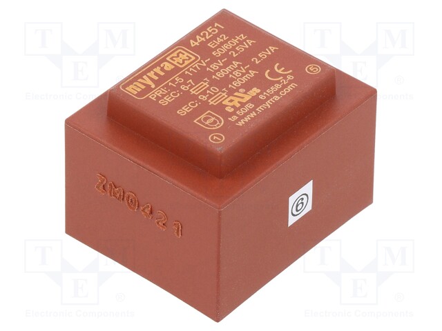 Transformer: encapsulated; 5VA; 117VAC; 18V; 18V; 139mA; 139mA