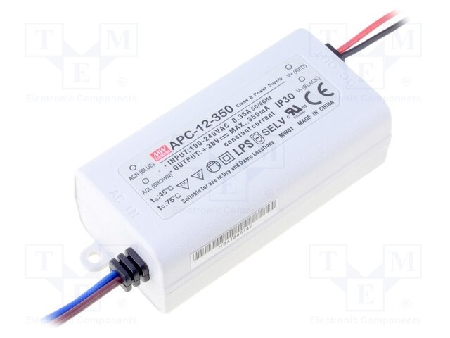 Power supply: switched-mode; LED; 12.6W; 9÷18VDC; 700mA; 90÷264VAC