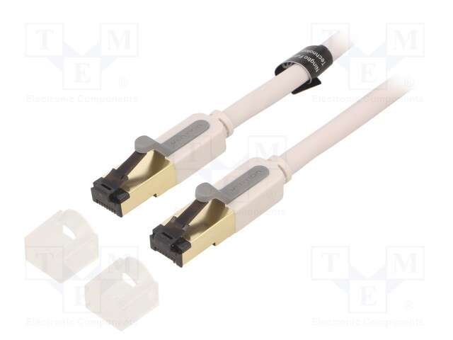 Patch cord; S/FTP; 7; Cu; PVC; grey; 10m; RJ45 plug,both sides