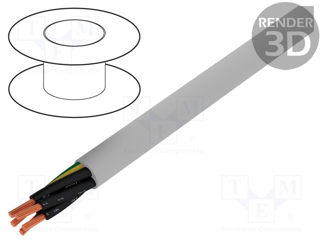 Wire; stranded; Cu; JZ-500-PUR; 5G0,5mm2; unshielded; grey; PUR