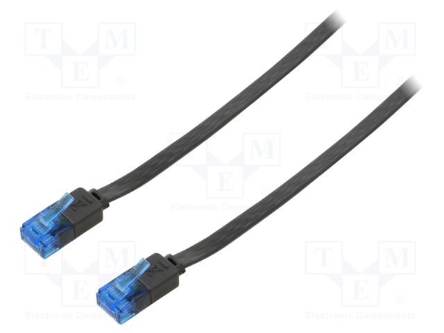 Patch cord; U/UTP; 6a; stranded; Cu; PVC; black; Len: 10m; 32AWG