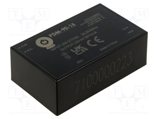 Converter: AC/DC; 85.05W; 85÷305VAC; Usup: 100÷430VDC; Uout: 15VDC
