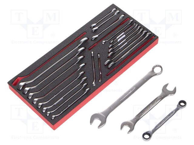 Wrench-set; spanner,combination spanner; with ratchet; 23pcs.