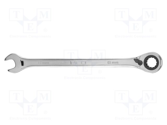 Wrench; combination spanner,with ratchet; 8mm; with switch
