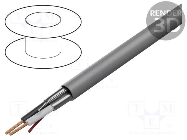 Wire; shielded,Al-PET foil; PVC; grey; 300V; 152m; CPR: Eca; 500ft